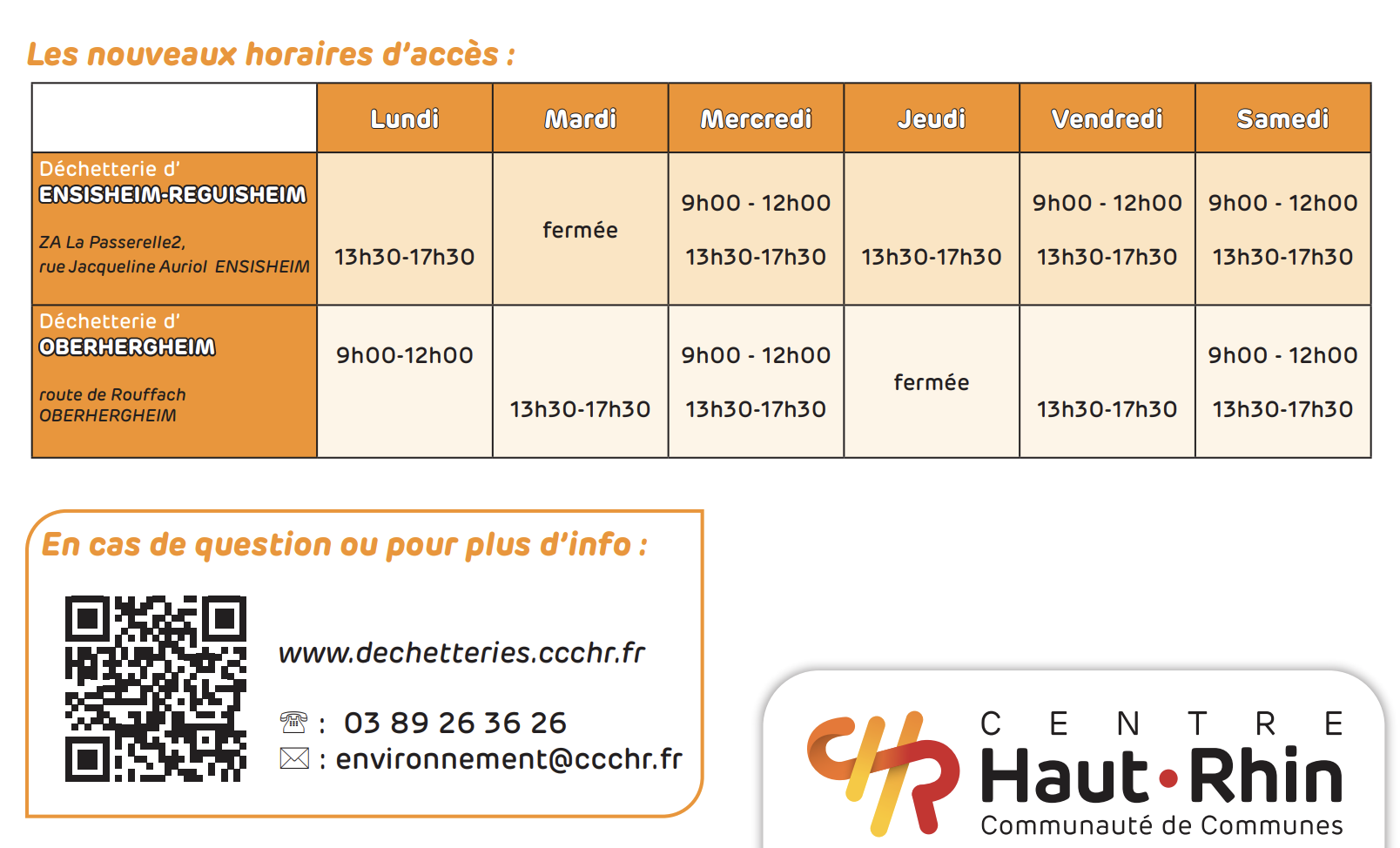 horaire dechetterie